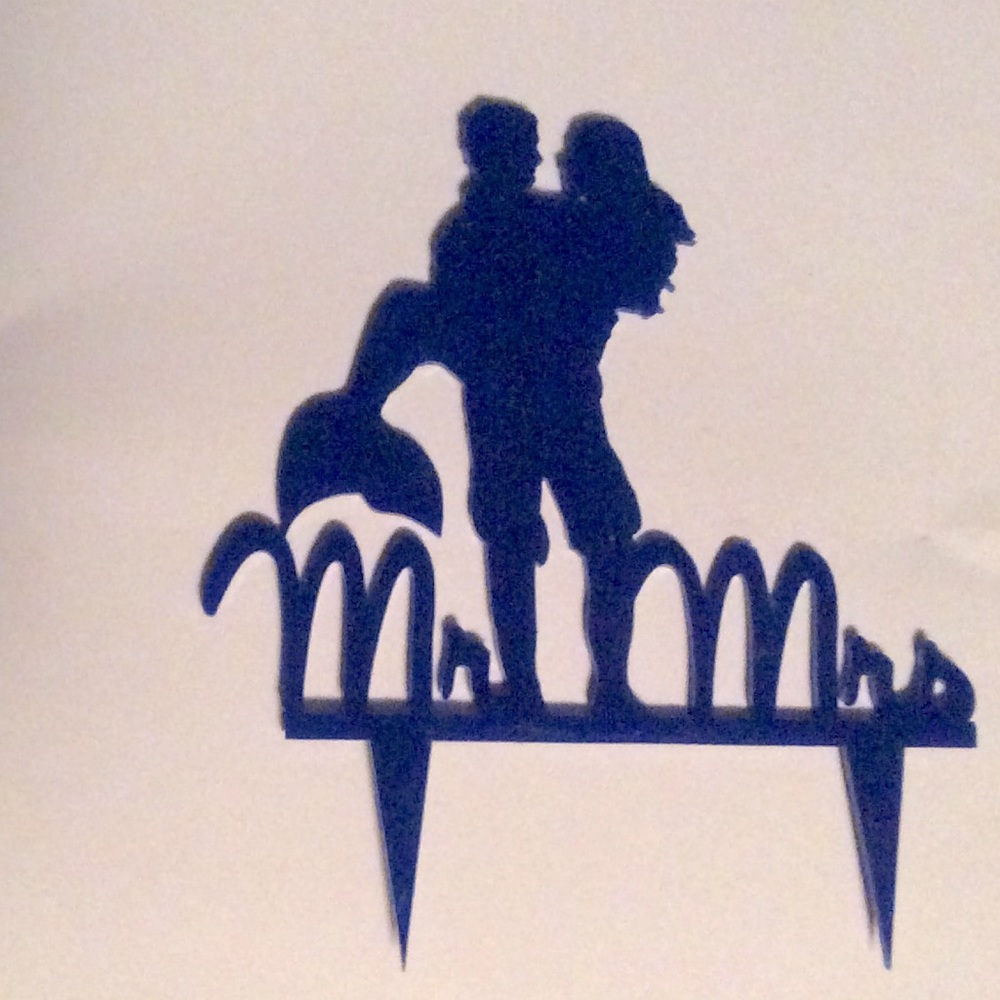 Blue acrylic Mermaid Wedding Cake Topper